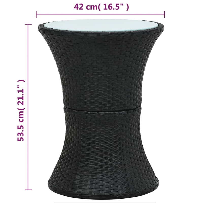 vidaXL Poly Rattan Garden Side Table in Black