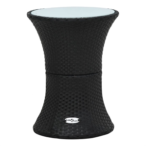 vidaXL Poly Rattan Garden Side Table in Black