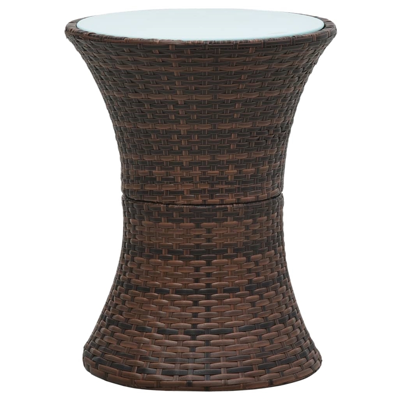 vidaXL Poly Rattan Garden Side Table in Brown