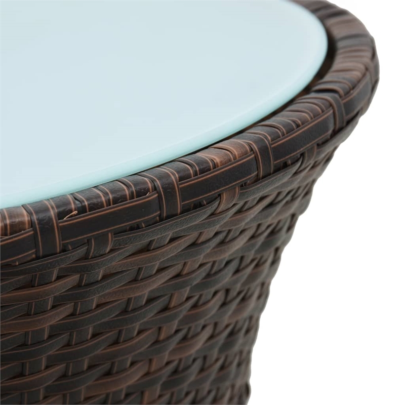 vidaXL Poly Rattan Garden Side Table in Brown