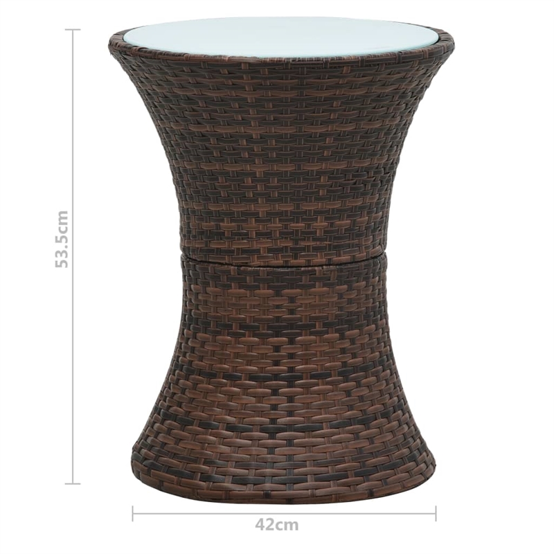 vidaXL Poly Rattan Garden Side Table in Brown