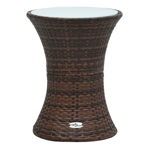 vidaXL Poly Rattan Garden Side Table in Brown