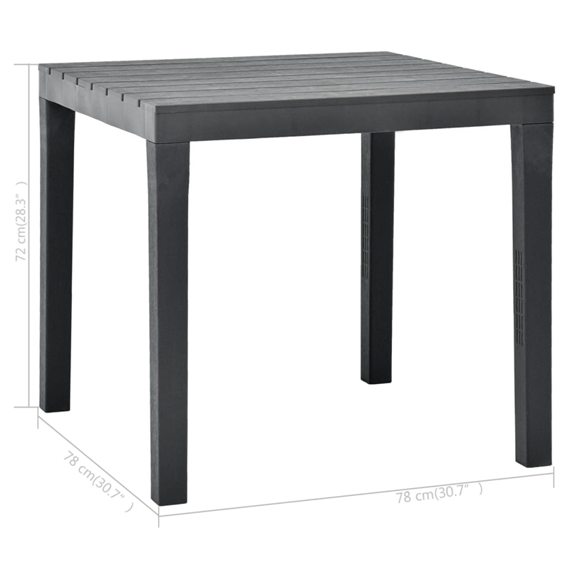 vidaXL Plastic Garden Dining Table in Anthracite/Gray