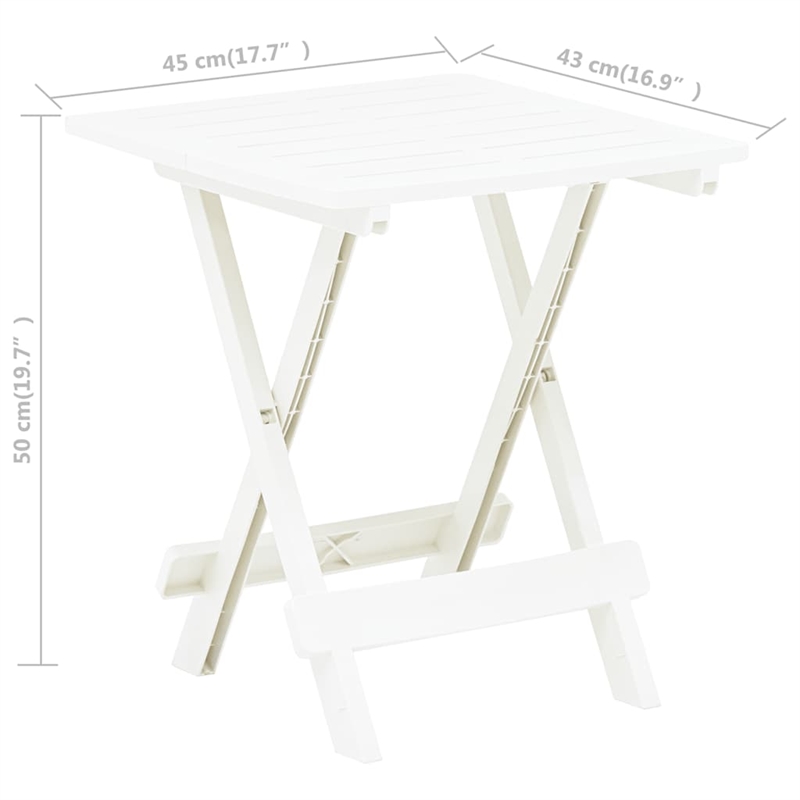vidaXL Plastic BistroSmall Foldable Garden Dining Table in White