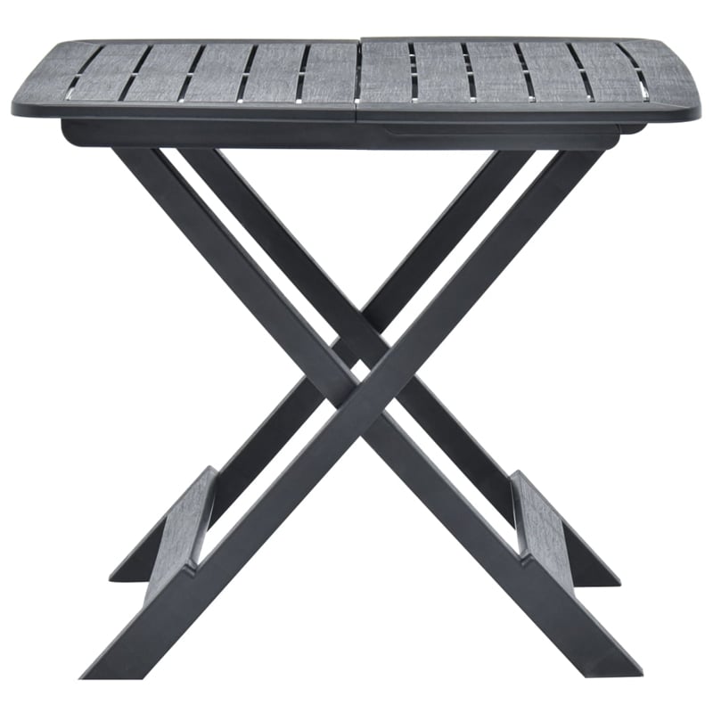 vidaXL Plastic Bistro Style Foldable Garden Dining Table in Anthracite/Gray