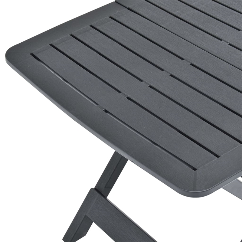 vidaXL Plastic Bistro Style Foldable Garden Dining Table in Anthracite/Gray