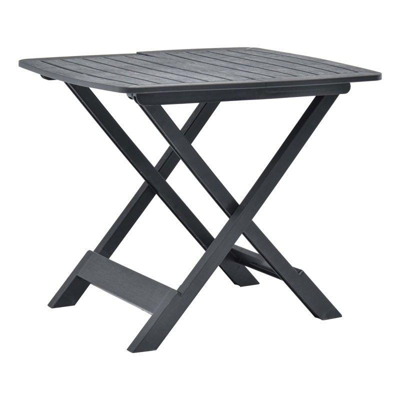 vidaXL Plastic Bistro Style Foldable Garden Dining Table in Anthracite/Gray