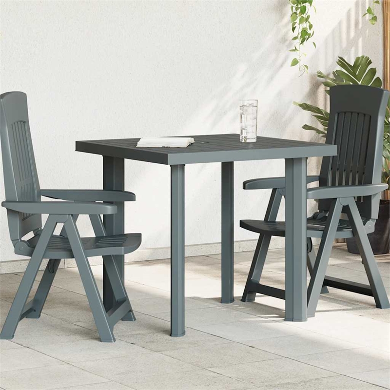 vidaXL Plastic Medium Garden Dining Table in Green