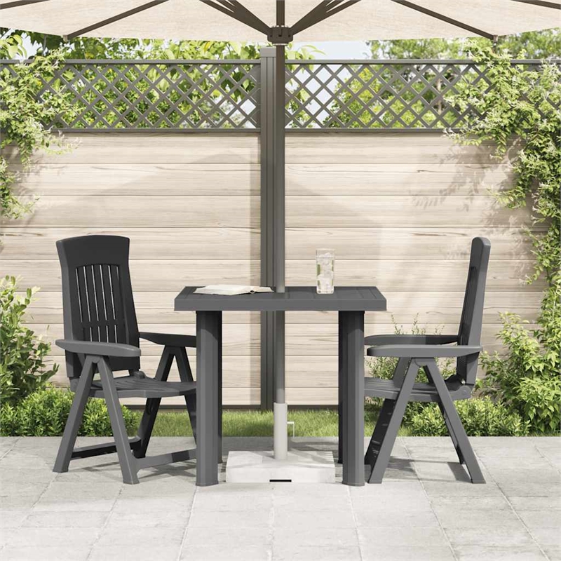 vidaXL Plastic Garden Dining Table in Anthracite/Gray