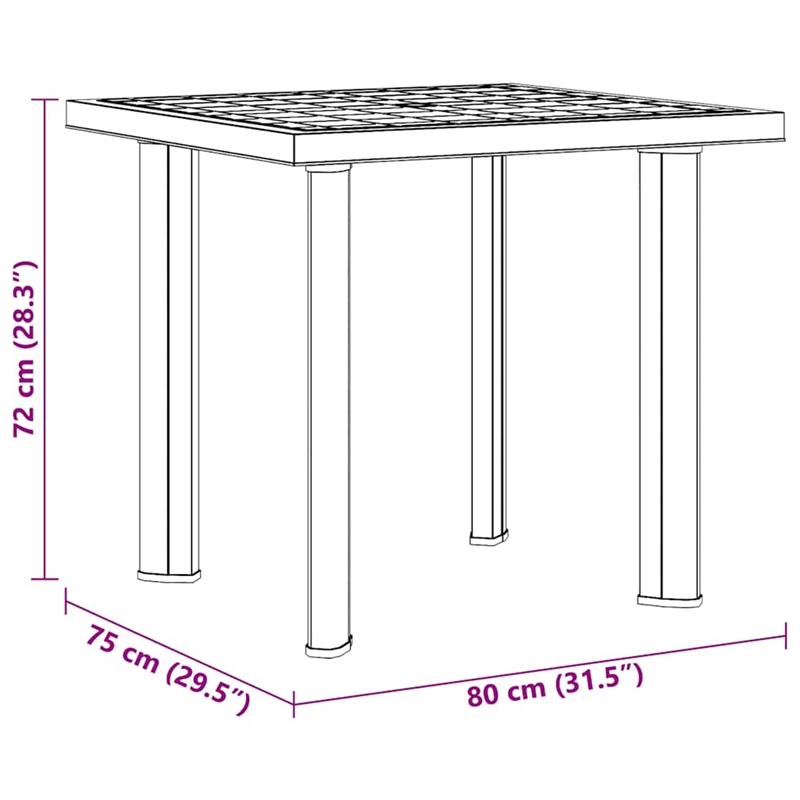 vidaXL Plastic Garden Dining Table in Anthracite/Gray