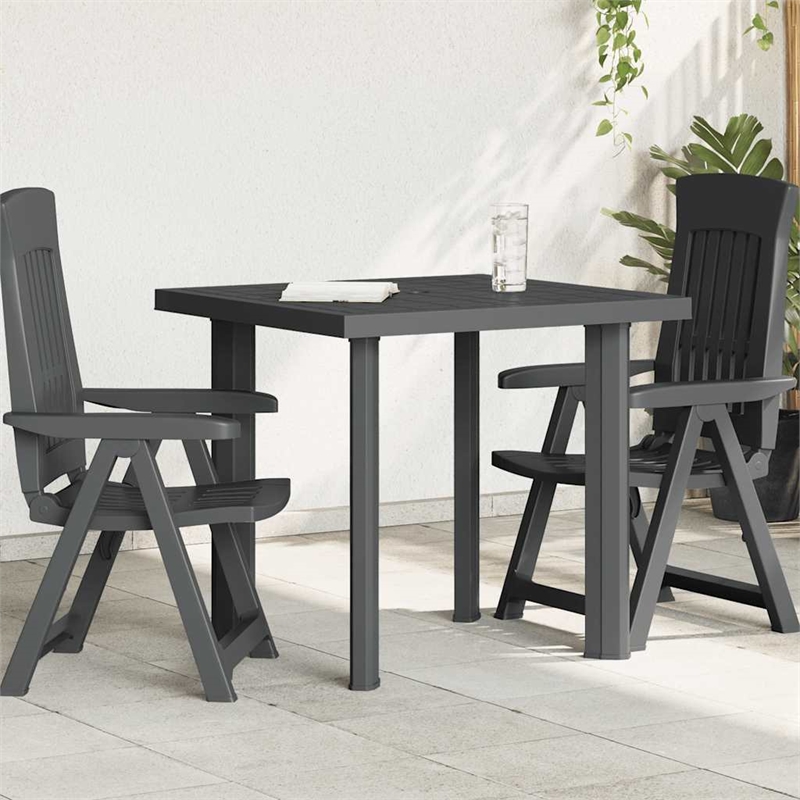 vidaXL Plastic Garden Dining Table in Anthracite/Gray