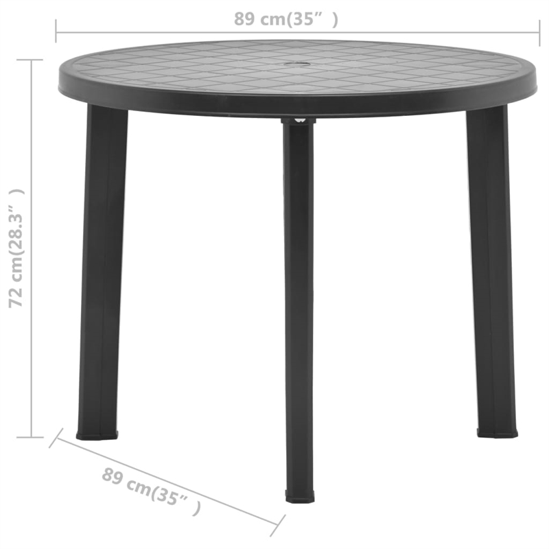 vidaXL Plastic Medium Garden Dining Table in Anthracite/Gray