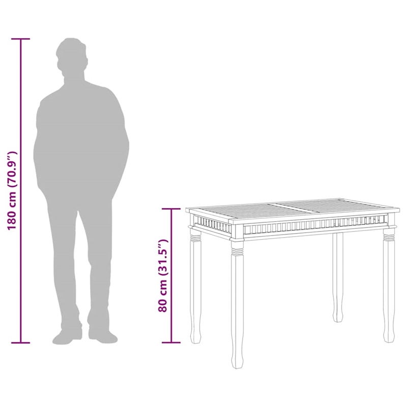 vidaXL Solid Teak Wood Medium Dining Table in Teak