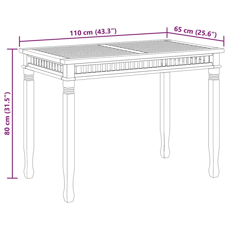 vidaXL Solid Teak Wood Medium Dining Table in Teak