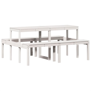 vidaXL Solid Pine Wood Picnic Table in White