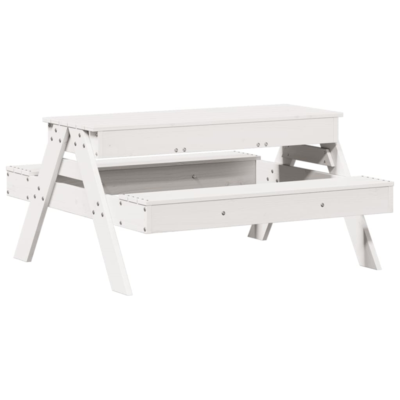 vidaXL Solid Pine Wood Medium Picnic Table in White