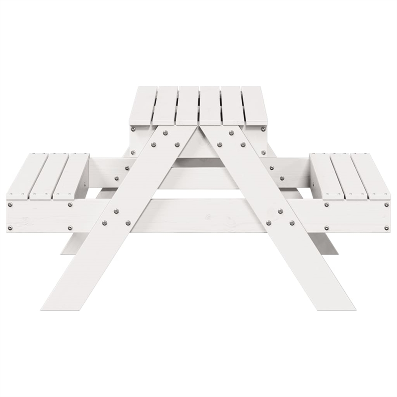 vidaXL Solid Pine Wood Medium Picnic Table in White