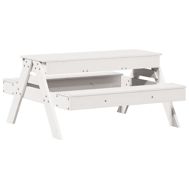 vidaXL Solid Pine Wood Medium Picnic Table in White