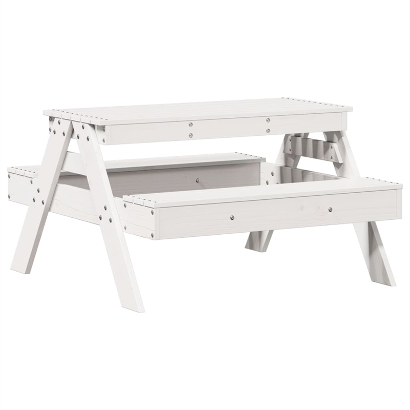 vidaXL Solid Pine Wood Medium Picnic Table in White