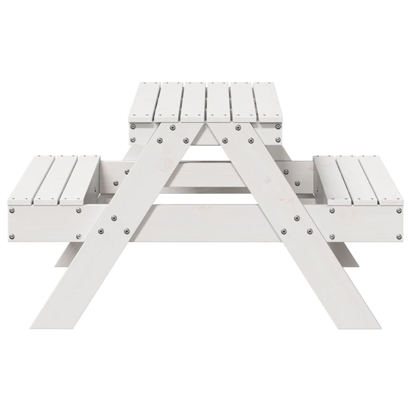 vidaXL Solid Pine Wood Medium Picnic Table in White