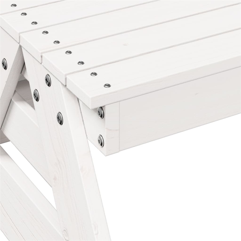 vidaXL Solid Pine Wood Medium Picnic Table in White