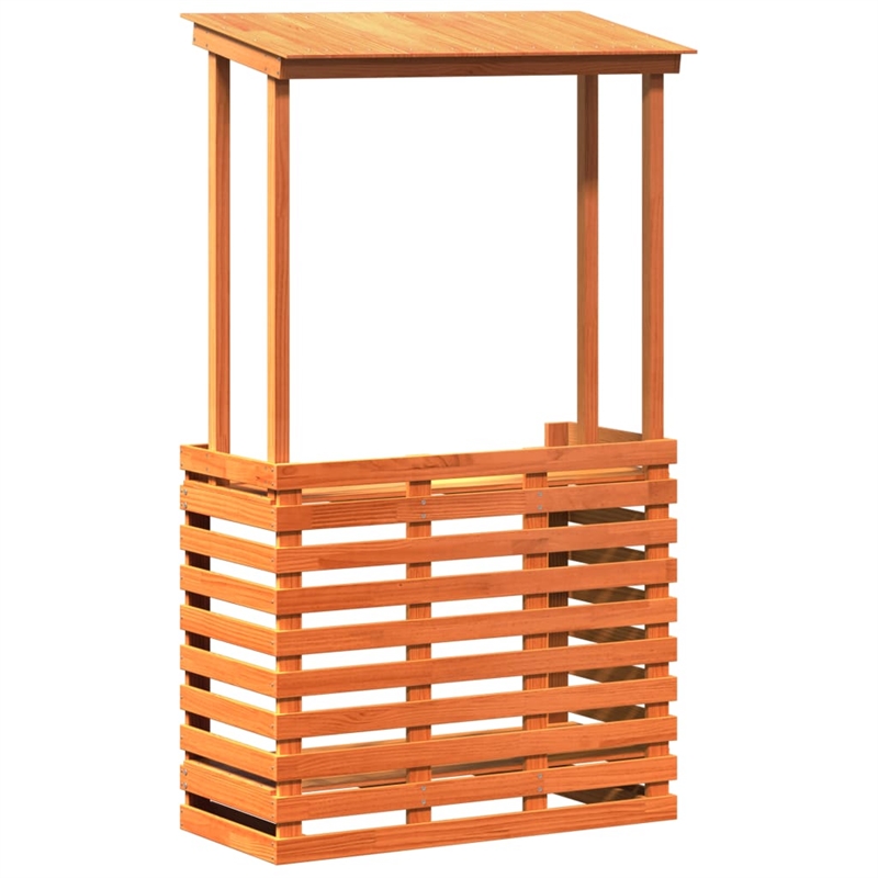 vidaXL Solid Pine Wood Medium Outdoor Bar Table in Wax Brown