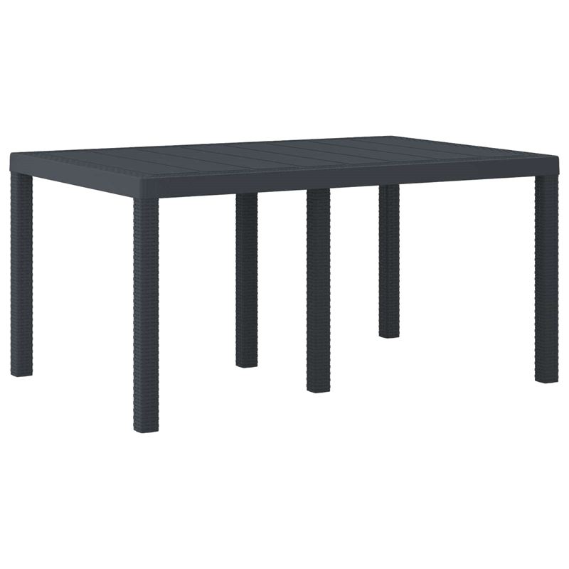 vidaXL Poly Rattan Garden Dining Table in Anthracite/Gray