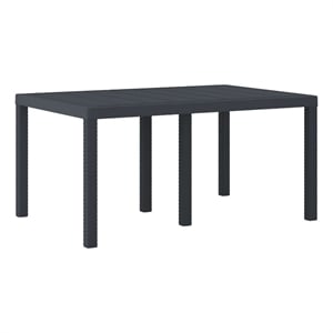 vidaXL Poly Rattan Garden Dining Table in Anthracite/Gray
