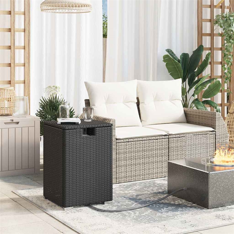 vidaXL PE Rattan with Powder Coated Steel Propane Tank Cover Table in Brown