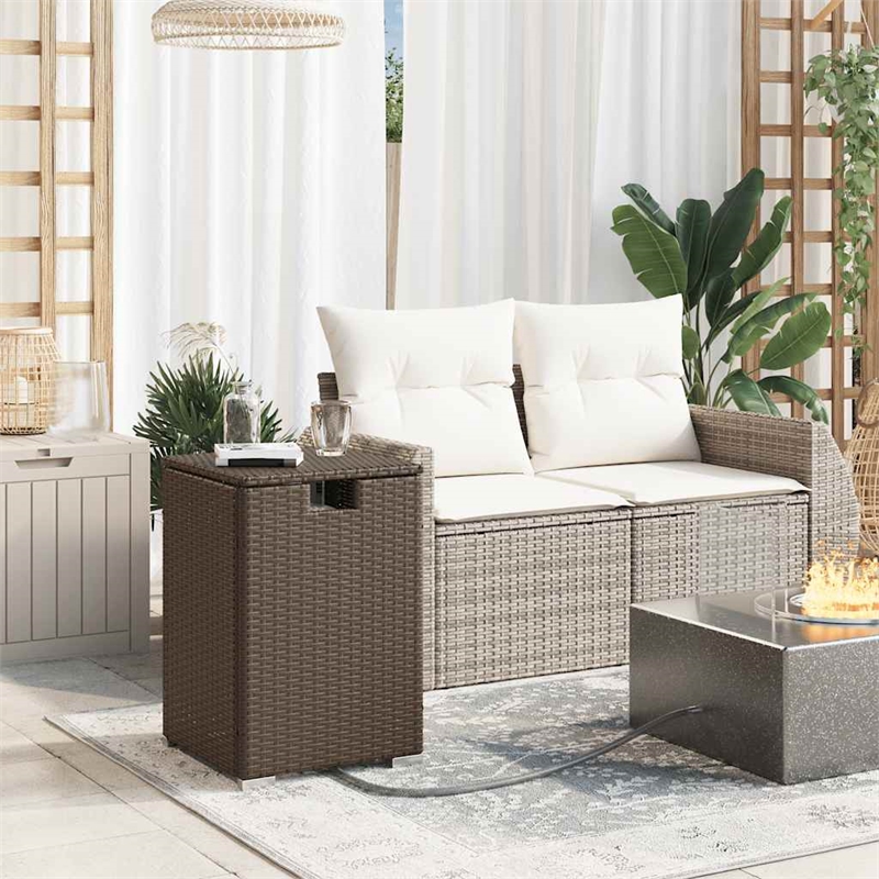 vidaXL PE Rattan with Powder Coated Steel Propane Tank Cover Table in Gray