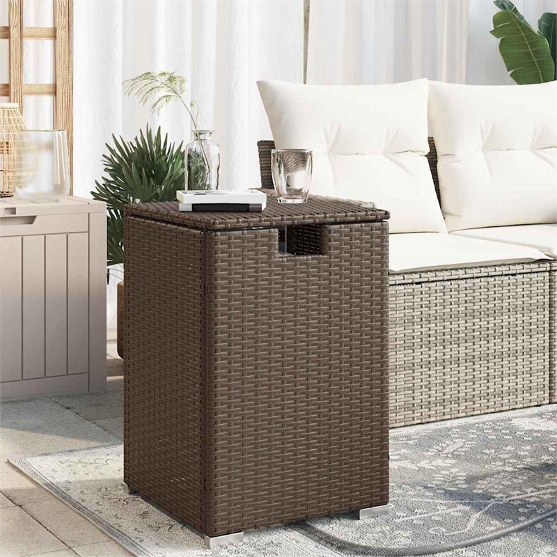 vidaXL PE Rattan with Powder Coated Steel Propane Tank Cover Table in Gray