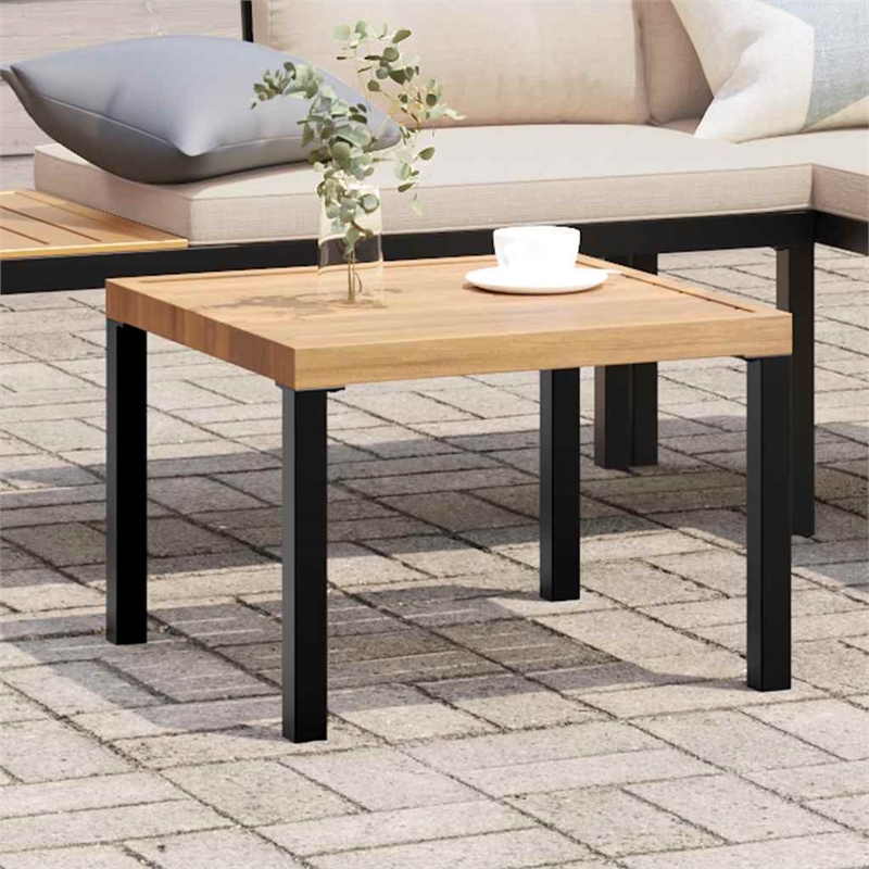 vidaXL Powder Coated Steel Garden Coffee Table in Black and Brown