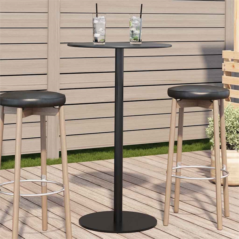 vidaXL Powder Coated Steel Garden Dining Table in Black