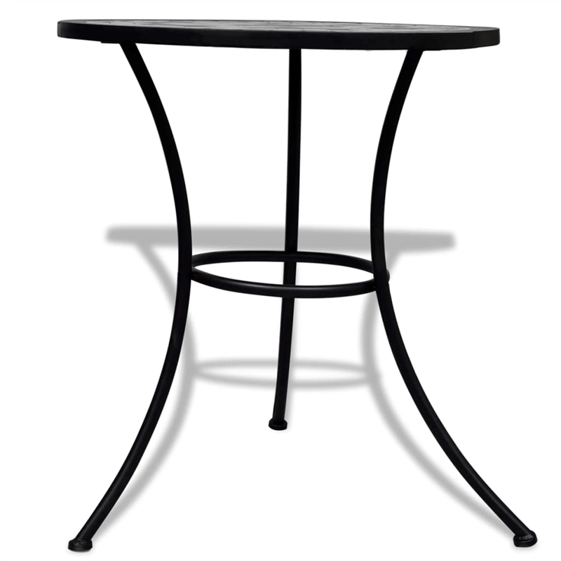 vidaXL Powder Coated Iron Garden Dining Table in Black and White