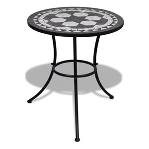vidaXL Powder Coated Iron Garden Dining Table in Black and White