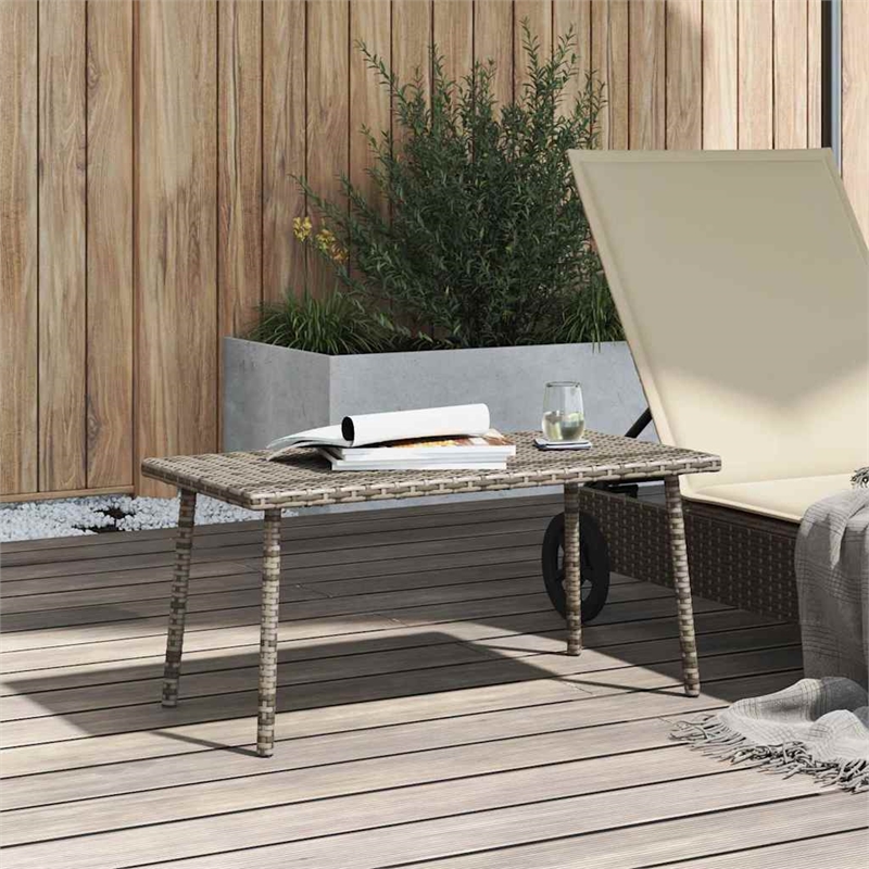 vidaXL PE Rattan with Powder Coated Steel Garden Coffee Table in Gray