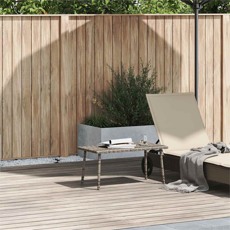 vidaXL PE Rattan with Powder Coated Steel Garden Coffee Table in Gray
