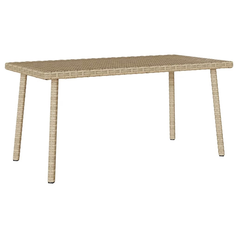 vidaXL PE Rattan with Powder Coated Steel Garden Coffee Table in Beige