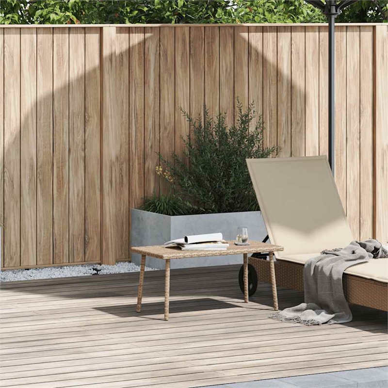 vidaXL PE Rattan with Powder Coated Steel Garden Coffee Table in Beige