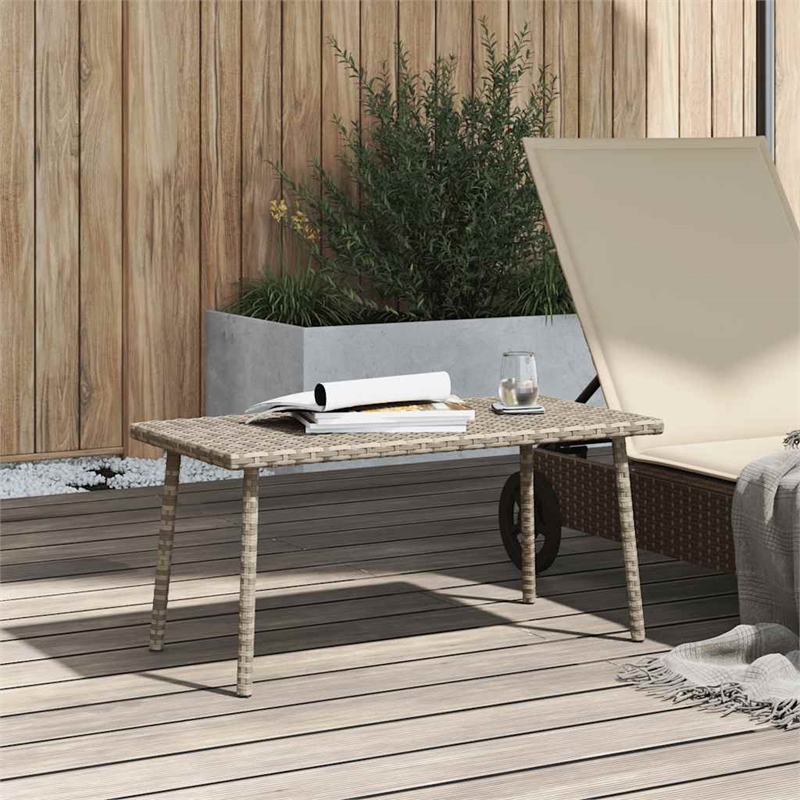 vidaXL PE Rattan with Powder Coated Steel Garden Coffee Table in Light Gray