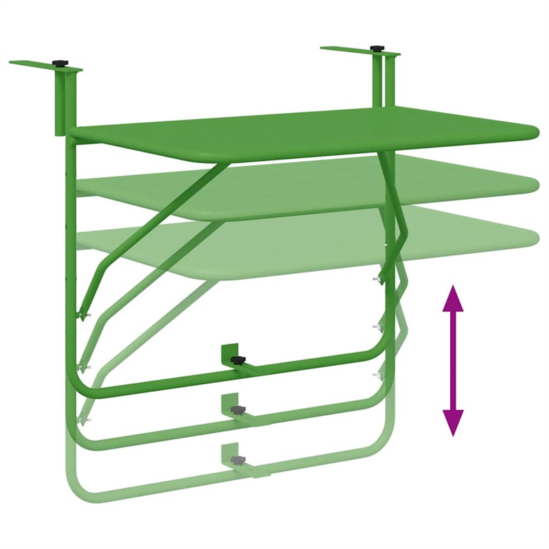 vidaXL Steel Hanging Balcony Table in Green