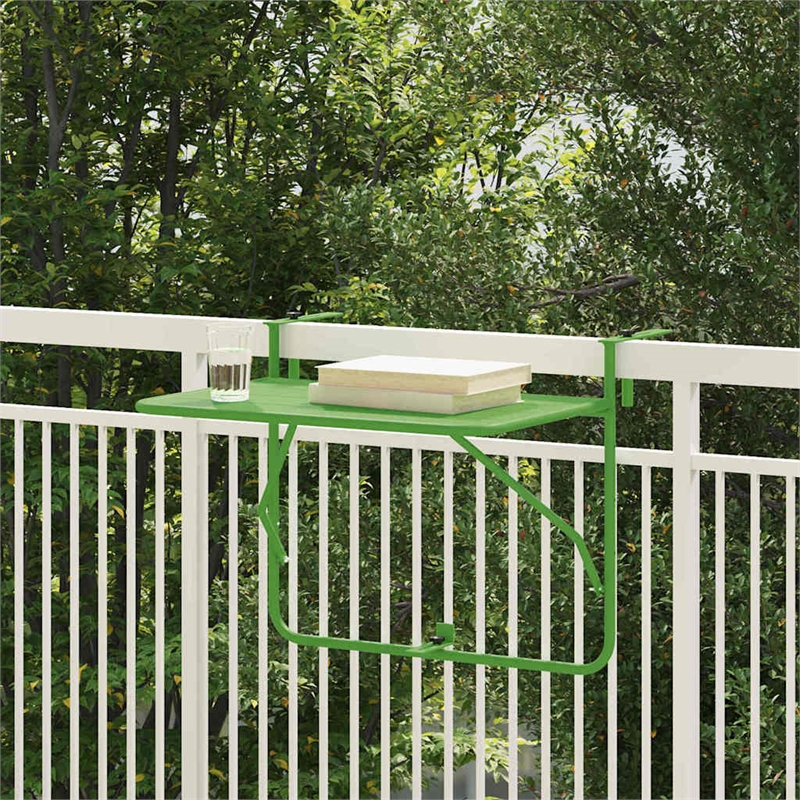 vidaXL Steel Hanging Balcony Table in Green