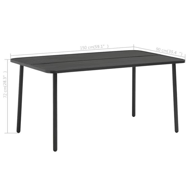 vidaXL Powder Coated Steel OutdoorDining Table in Dark Gray
