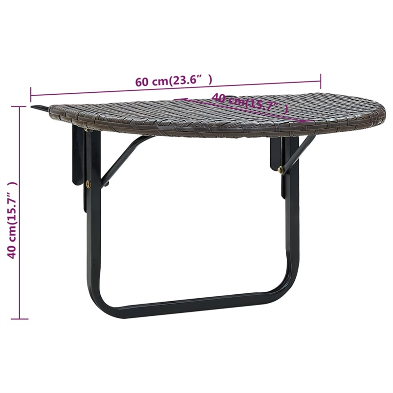 vidaXL Powder Coated Steel Balcony Table in Brown