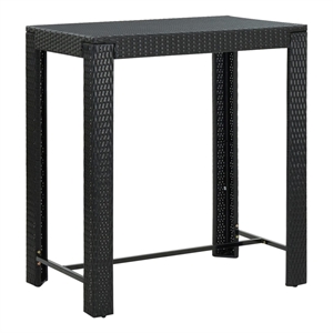 vidaXL PE Rattan Counter Height Bar Table in Black
