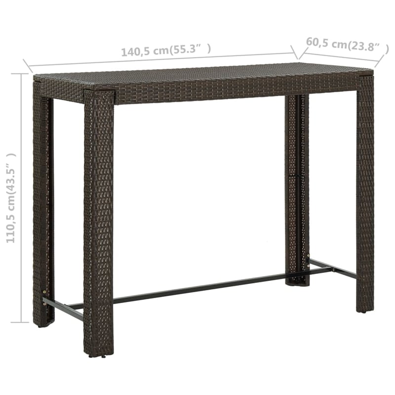 vidaXL PE Rattan Bar Table in Brown