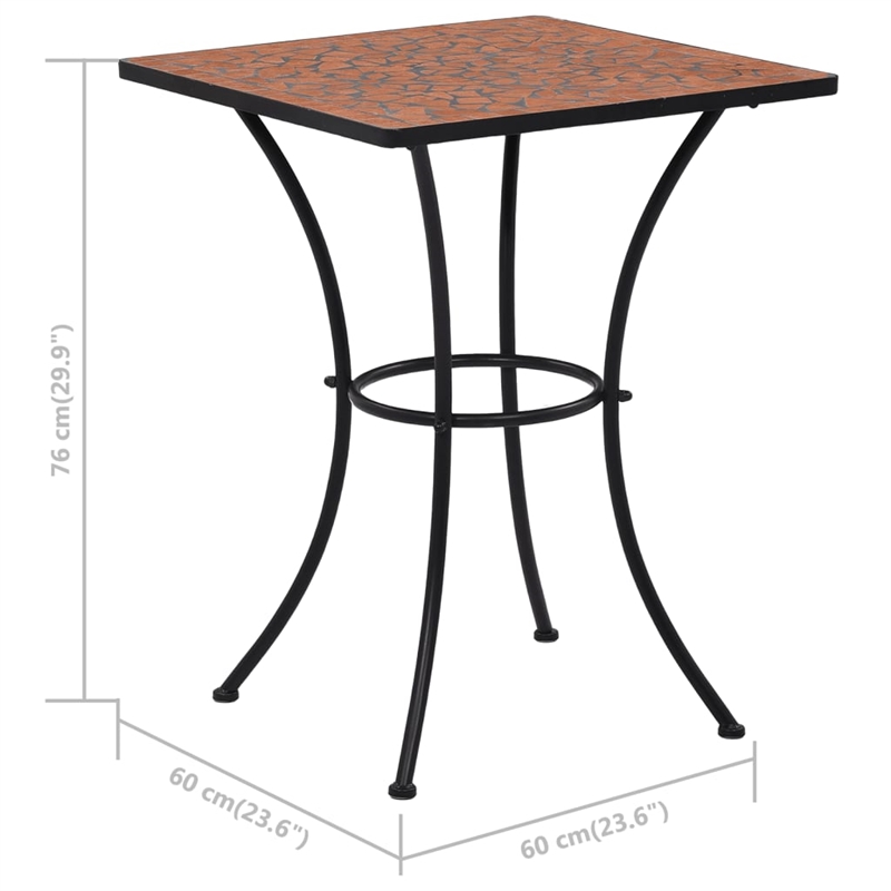 vidaXL Ceramic with Powder Coated Iron Table in Terracotta