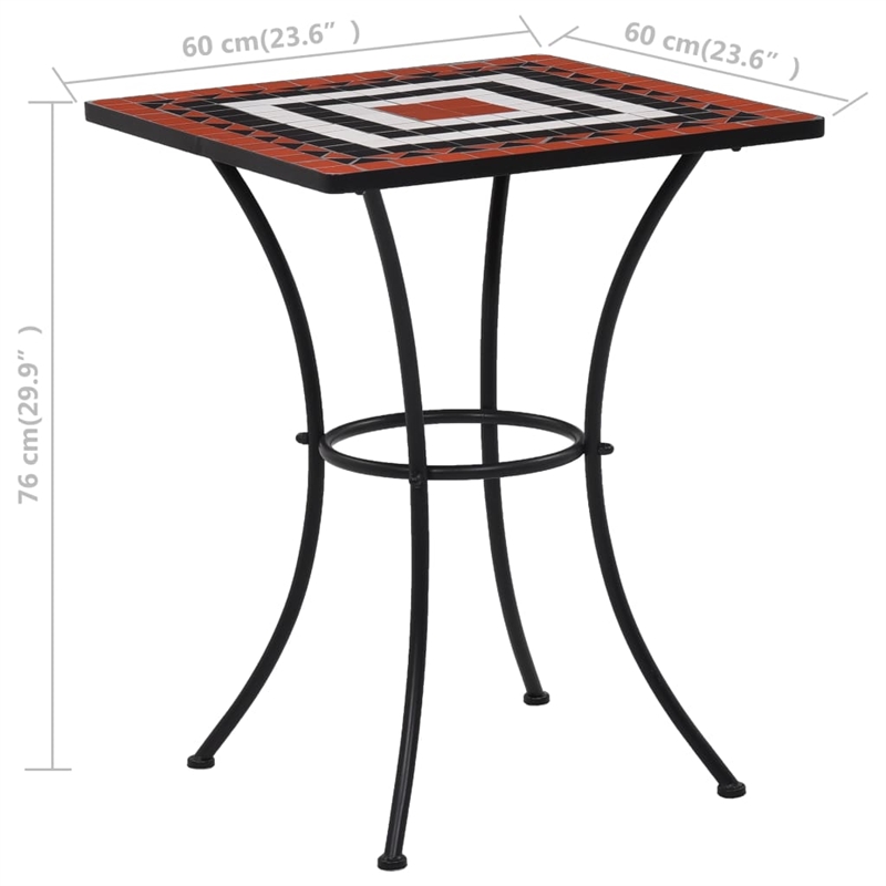 vidaXL Ceramic with Powder Coated Iron Table in Terracotta and White