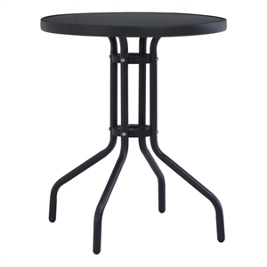 vidaXL 23.6&quot Powder Coated Steel Garden Dining Table in Black