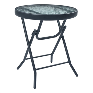 vidaXL Powder Coated Steel Bistro Table in Black and Transparent